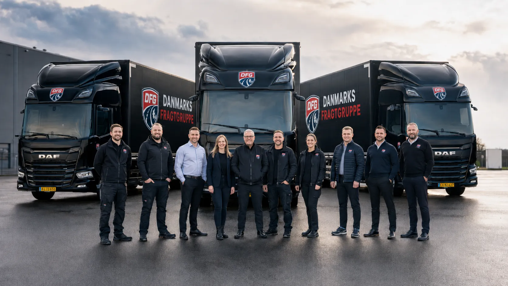 Konceptvisualisering: Team foran tre lastbiler